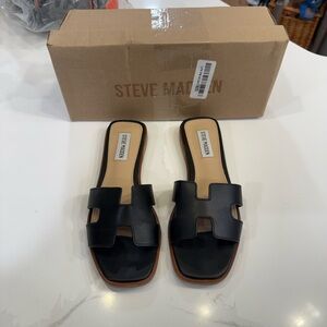 Steve Madden Black Slide Sandals for Women Size 7